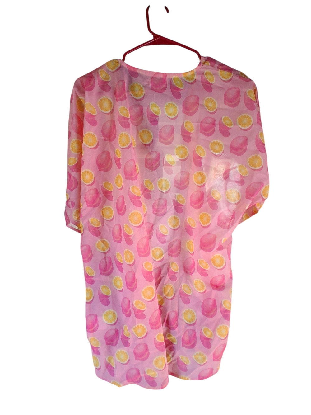 Pink Sheer Lemon-Print Kimono Blouse Auzure Woman's Size M - NWT - Picture 3 of 5